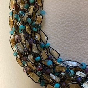 Beautiful 20” Yarn Thread Turquoise Beads Necklace